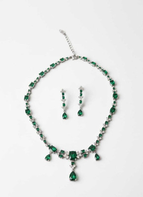 NAAZ Alloy Silver, Green, White Jewellery Set(Pack of 1)