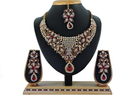 VATSALYA creation Alloy Gold-plated Red, White Jewellery Set(Pack of 1)