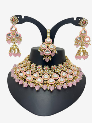 Khedadevi International Alloy Gold-plated Pink Jewellery Set(Pack of 1)