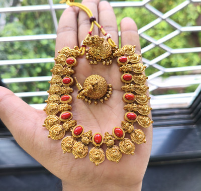 Joyful Alloy Gold-plated Orange Jewellery Set(Pack of 1)