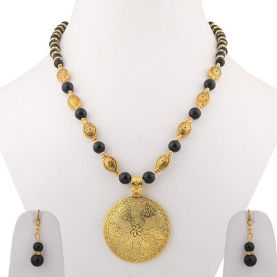 NM CREATION Alloy Gold, Black Jewellery Set(Pack of 1)