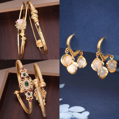 Divastri Brass Gold-plated Copper Jewellery Set(Pack of 3)