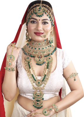 Kum Kum art Alloy Gold-plated Green Jewellery Set(Pack of 1)