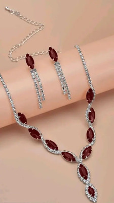 Flexus Alloy Silver Maroon, Silver Jewellery Set(Pack of 1)