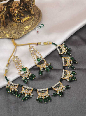 MK Gallery Brass Green Jewellery Set(Pack of 1)