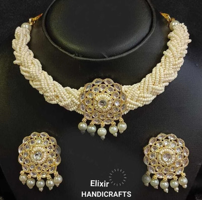 ZMS Alloy Gold-plated White Jewellery Set(Pack of 3)
