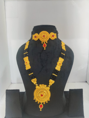 MOHINIMAA ENTERPRISES Crystal, Dori, Alloy Gold-plated Black, Gold Jewellery Set(Pack of 1)