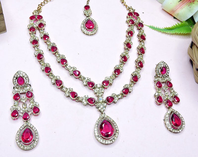 VATSALYA creation Alloy Gold-plated Ruby Red Jewellery Set(Pack of 1)