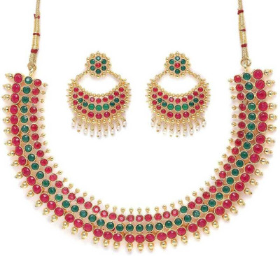 Pamadhya Stone Gold-plated Multicolor Jewellery Set(Pack of 1)