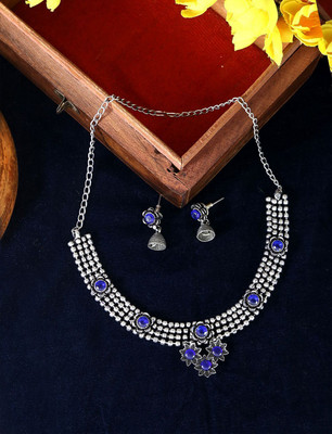 joy of jewels Brass Blue Jewellery Set(Pack of 1)