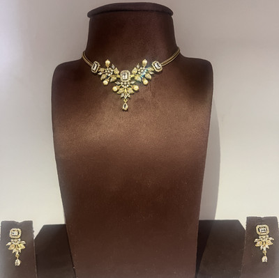 Mayukha Brass, Copper, Zinc Gold-plated Copper, White Jewellery Set(Pack of 1)
