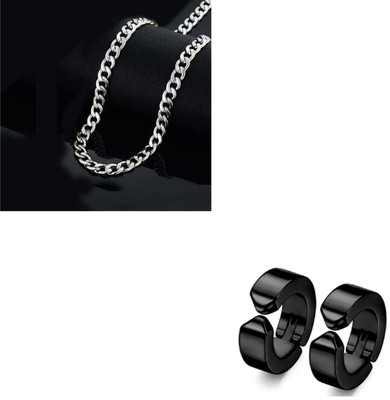 MAATRCHAAYA Stainless Steel Sterling Silver, Titanium Black, Silver Jewellery Set(Pack of 2)