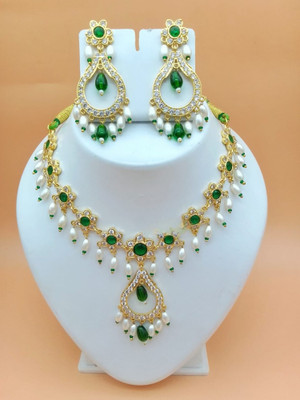 Brilliant Brass Green Jewellery Set(Pack of 1)