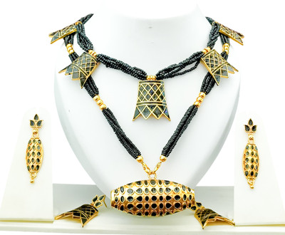 PC DEALER Copper Gold-plated Black Jewellery Set(Pack of 2)