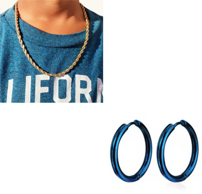 MAATRCHAAYA Stainless Steel Gold-plated, Sterling Silver Blue, Gold Jewellery Set(Pack of 2)