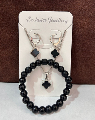 KRISHMAYATOZ Alloy Silver Black Jewellery Set(Pack of 3)