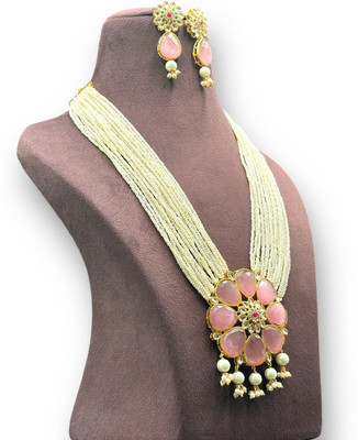 SatnamCreation Alloy Gold-plated Pink Jewellery Set(Pack of 1)