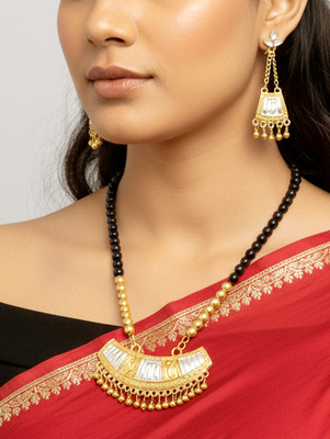 balaji gold Copper Gold-plated Black, Gold Jewellery Set(Pack of 1)