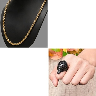 house of common Alloy Gold-plated, Titanium Gold, Black Jewellery Set(Pack of 1)