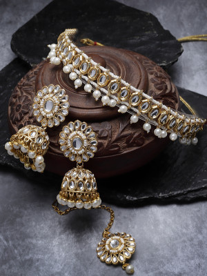 Sukkhi Alloy Gold-plated White Jewellery Set(Pack of 4)