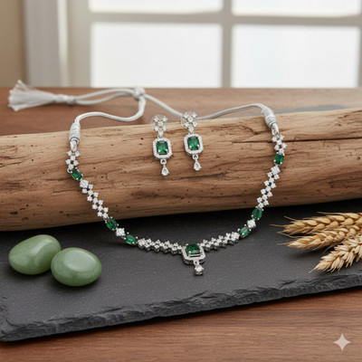 Amoha Lifestyle Alloy Silver Green, Silver, White Jewellery Set(Pack of 1)