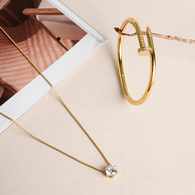 Palmonas Stainless Steel Gold-plated Gold Jewellery Set(Pack of 2)