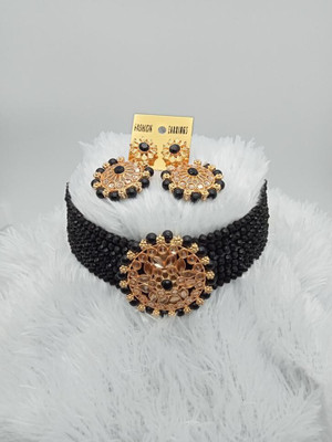 Ruhi Alloy Gold-plated Black, Gold Jewellery Set(Pack of 1)