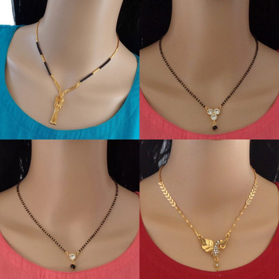 Dency Pack Of 4 Gold Plated Mangalsutra Tanmaniya For Women Alloy Mangalsutra