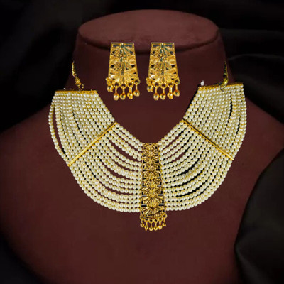 TOOKKART Alloy Gold-plated White Jewellery Set(Pack of 1)