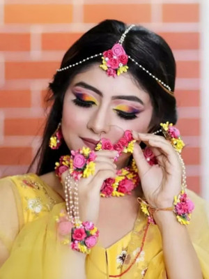 SR Sarthak Royal Fabric Pink, Yellow Jewellery Set(Pack of 1)