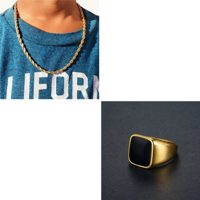 MAATRCHAAYA Stainless Steel Gold-plated Gold Jewellery Set(Pack of 2)