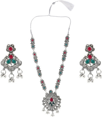 Lathar Metal Maroon, Green Jewellery Set(Pack of 1)