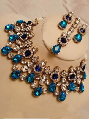 Saree Swarg Alloy Blue Jewellery Set(Pack of 1)