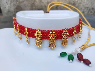 vraj imitation Alloy Gold-plated Red Jewellery Set(Pack of 1)