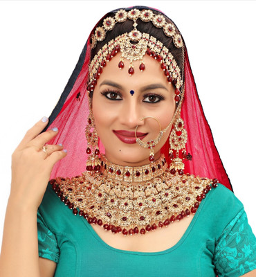 KK IMMITATION Alloy Gold-plated Maroon Jewellery Set(Pack of 1)