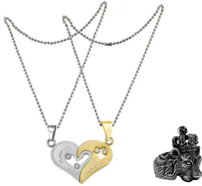 MAATRCHAAYA Brass, Alloy, Stainless Steel Gold-plated, Sterling Silver, Titanium Black, Gold, Silver Jewellery Set(Pack of 2)