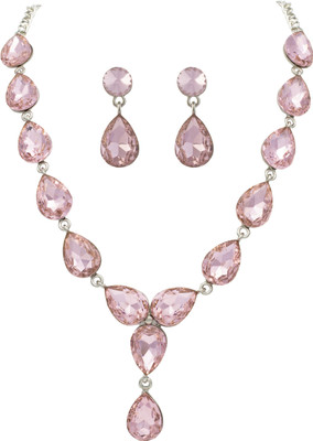 AK JEWEL STORES Alloy Rhodium Pink Jewellery Set(Pack of 1)