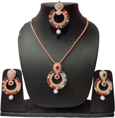 jatin imitation Metal, Stone Copper Rose Gold Jewellery Set(Pack of 1)