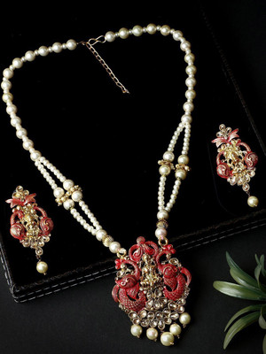 ANOUK Alloy Silver Red Jewellery Set(Pack of 1)