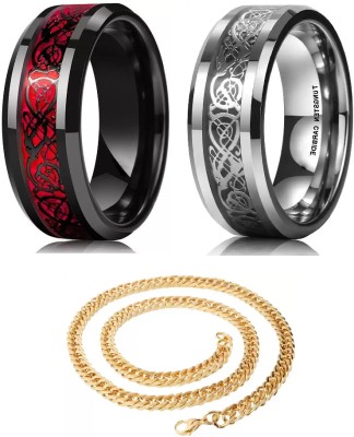 IGA COLLECTION Stainless Steel Titanium Gold, Red, Silver Jewellery Set(Pack of 3)