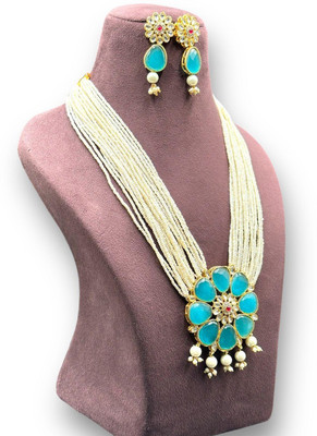 SatnamCreation Alloy Gold-plated Blue Jewellery Set(Pack of 1)