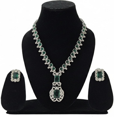 Jivya Brass Pink Jewellery Set(Pack of 1)