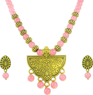 JFL - Jewellery for Less Copper Gold-plated Pink Jewellery Set(Pack of 1)