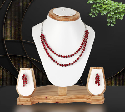 Tarak Traders Brass Rhodium Red Jewellery Set(Pack of 1)