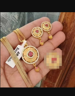 pearl jewellery Alloy Gold-plated Gold, Pink Jewellery Set(Pack of 1)