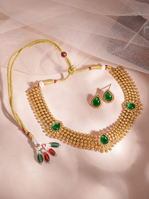 RUBANS Brass Gold-plated Gold, Green Jewellery Set(Pack of 1)