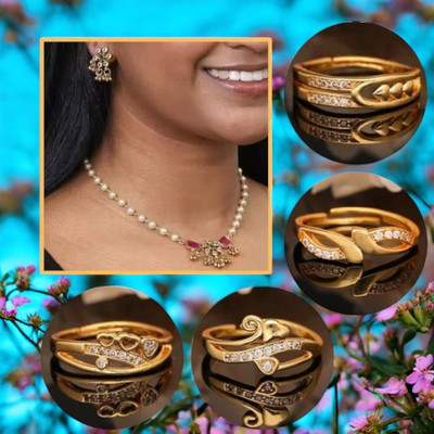 REEWAZIMPERIAL Brass Gold-plated Red, Gold, White Jewellery Set(Pack of 5)