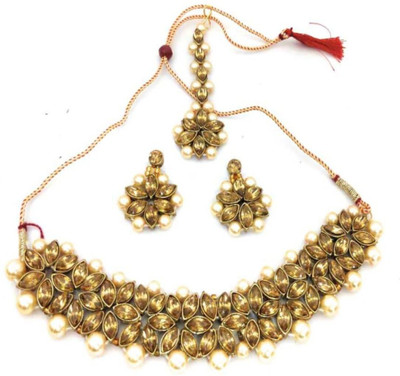 AMHRIK IMITATION Brass Brass Gold Jewellery Set(Pack of 1)