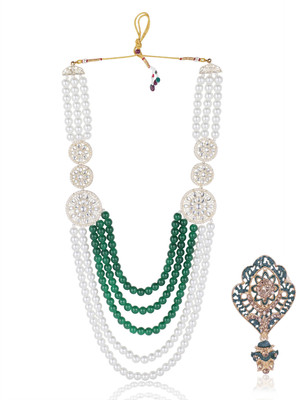 jiyanshi fashion Glass Gold-plated Green, White Jewellery Set(Pack of 1)