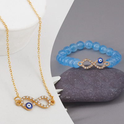 BOGHRA SALES Stone, Crystal, Alloy Gold-plated Gold, Blue Jewellery Set(Pack of 1)